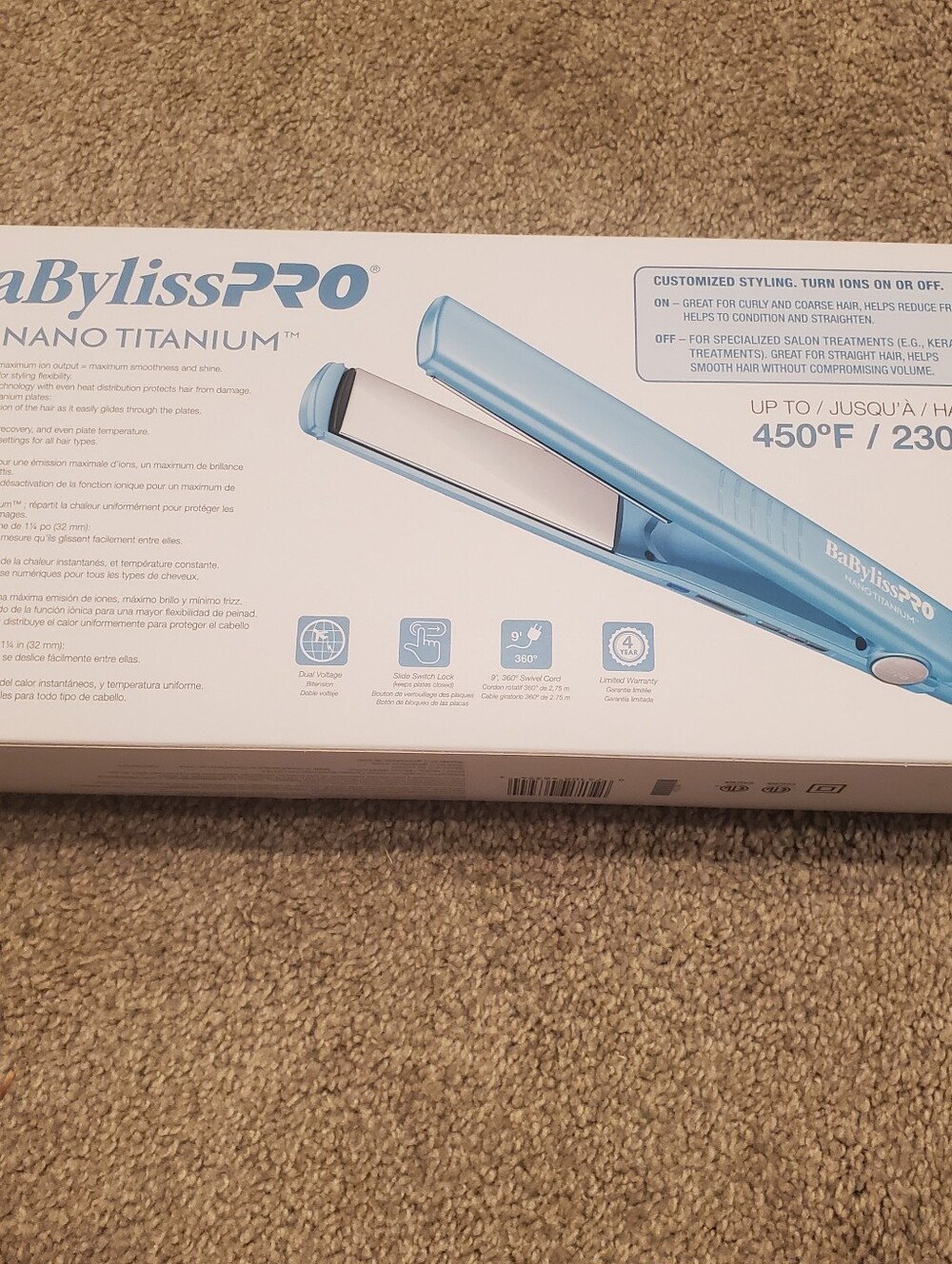 BaBylissPRO Nano Titanium Flat Iron - 1 1/4 (32mm) *New* - Picture 3 of 4